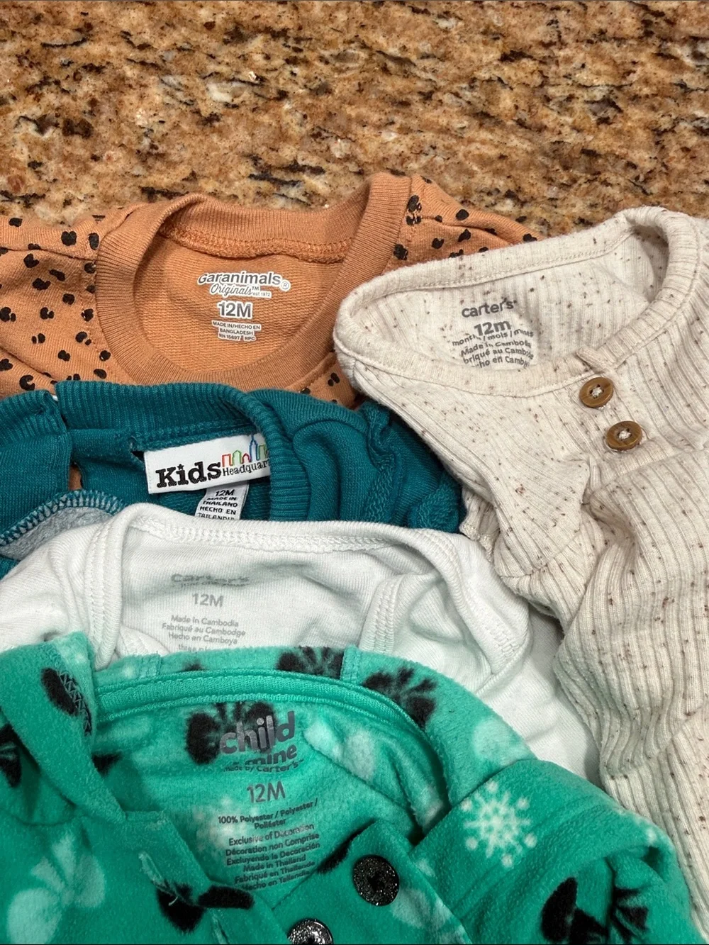 Bundle of baby girls 3 pullover sweaters. one bodysuit and one shirt - 12 months
